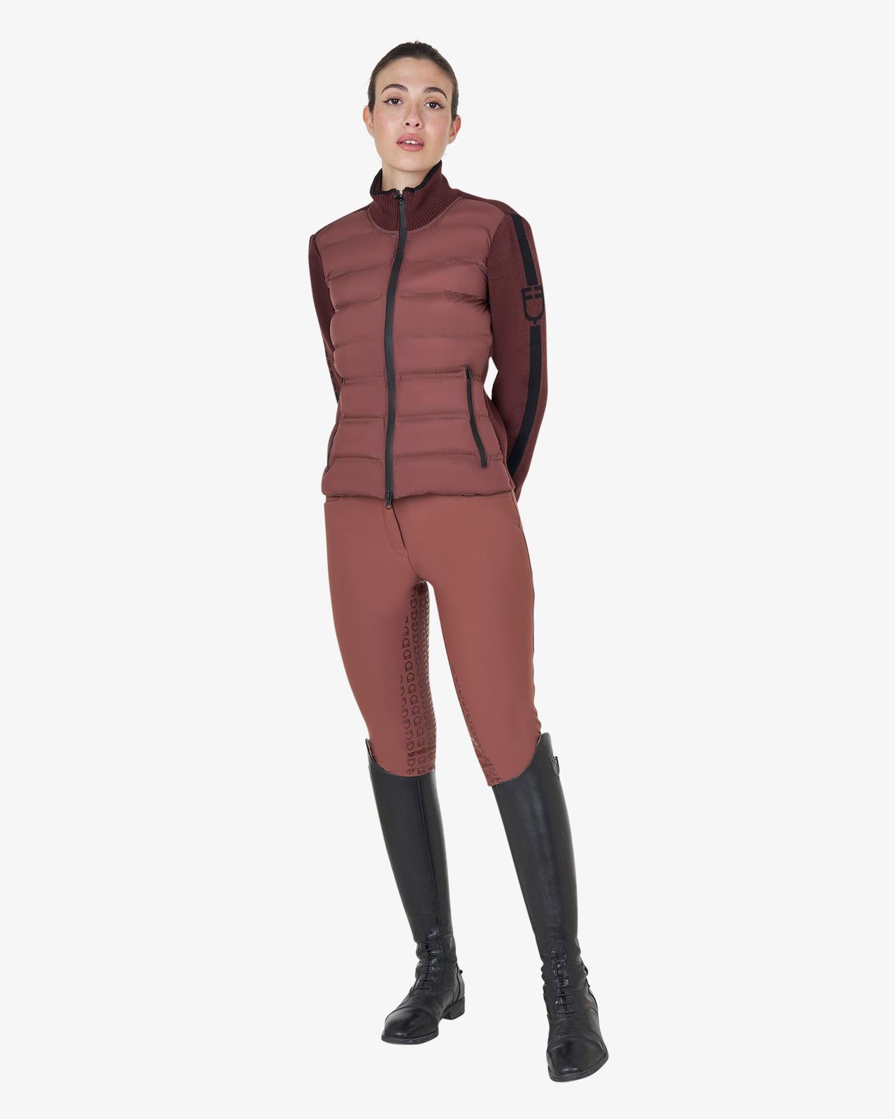 Piumino da donna in nylon e maglia con cerniera