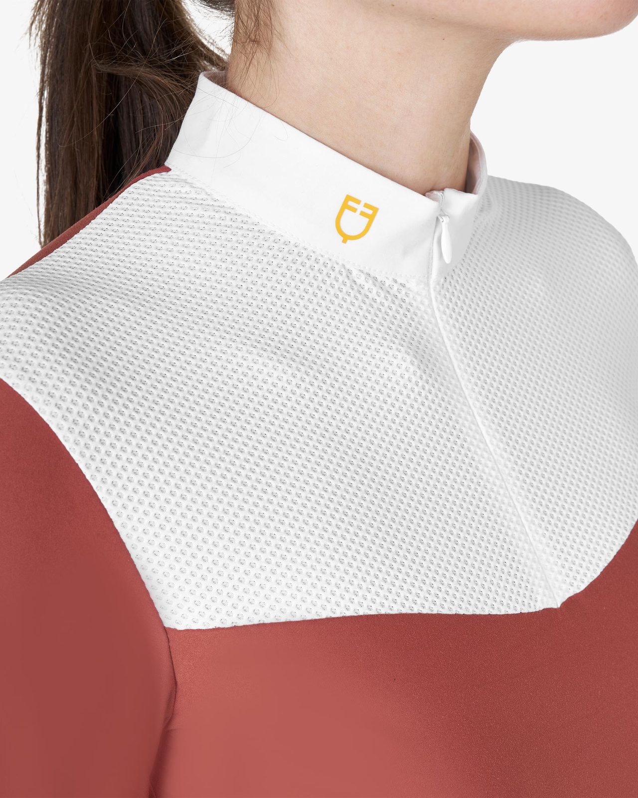 Polo donna da concorso in tessuto tecnico e mesh