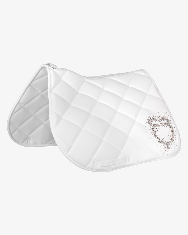 Jumping saddle pad rhinestone logo