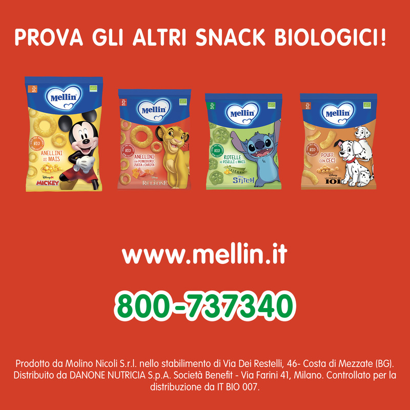 Mellin – Anellini Pomodoro, Zucca e Carota Biologici Disney Il Re Leone confezione da 15 g
