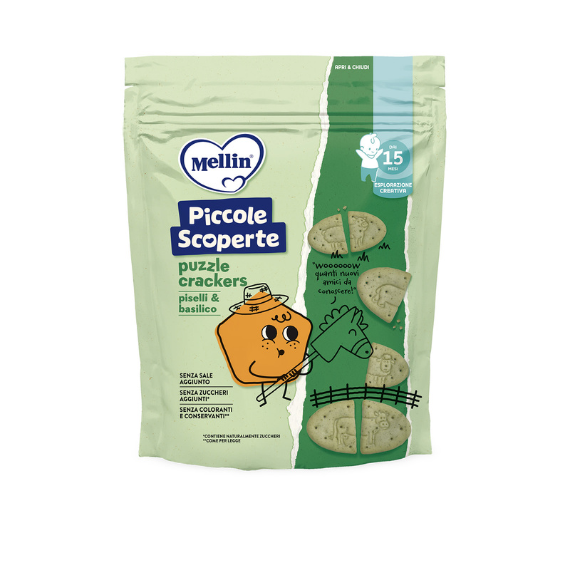 Mellin – Puzzle Crackers Piselli & Basilico Confezione da 105g