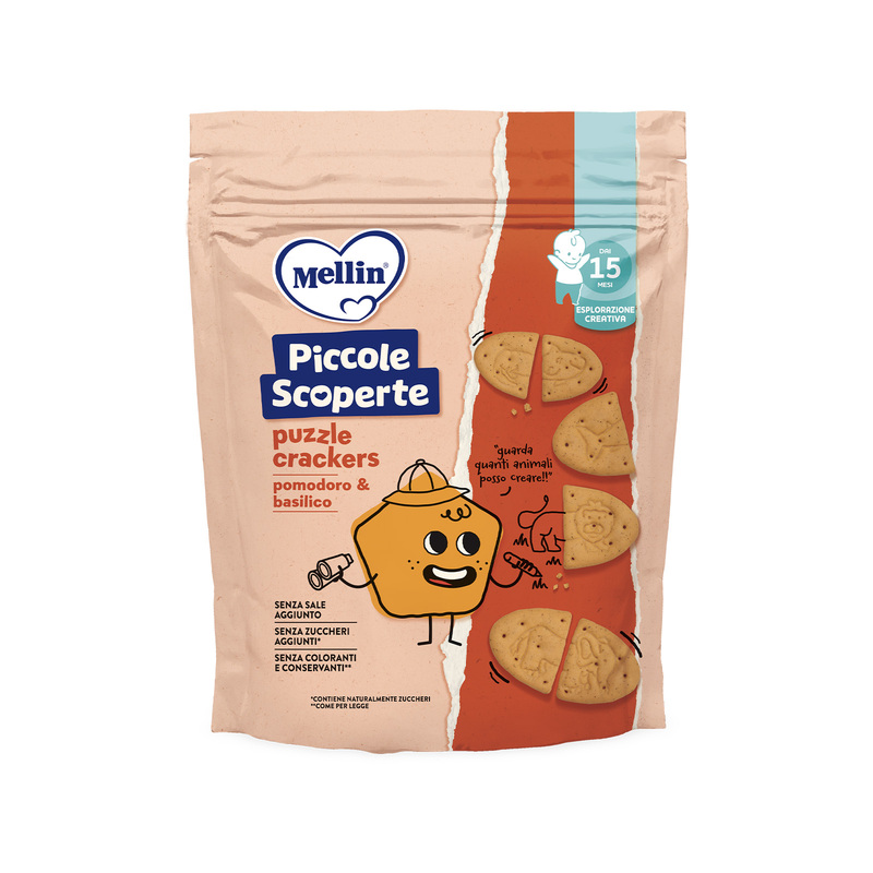 Mellin - Puzzle Crackers Pomodoro & Basilico Confezione da 105 g