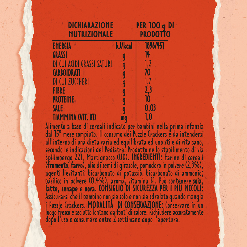 Mellin - Puzzle Crackers Pomodoro & Basilico Confezione da 105 g