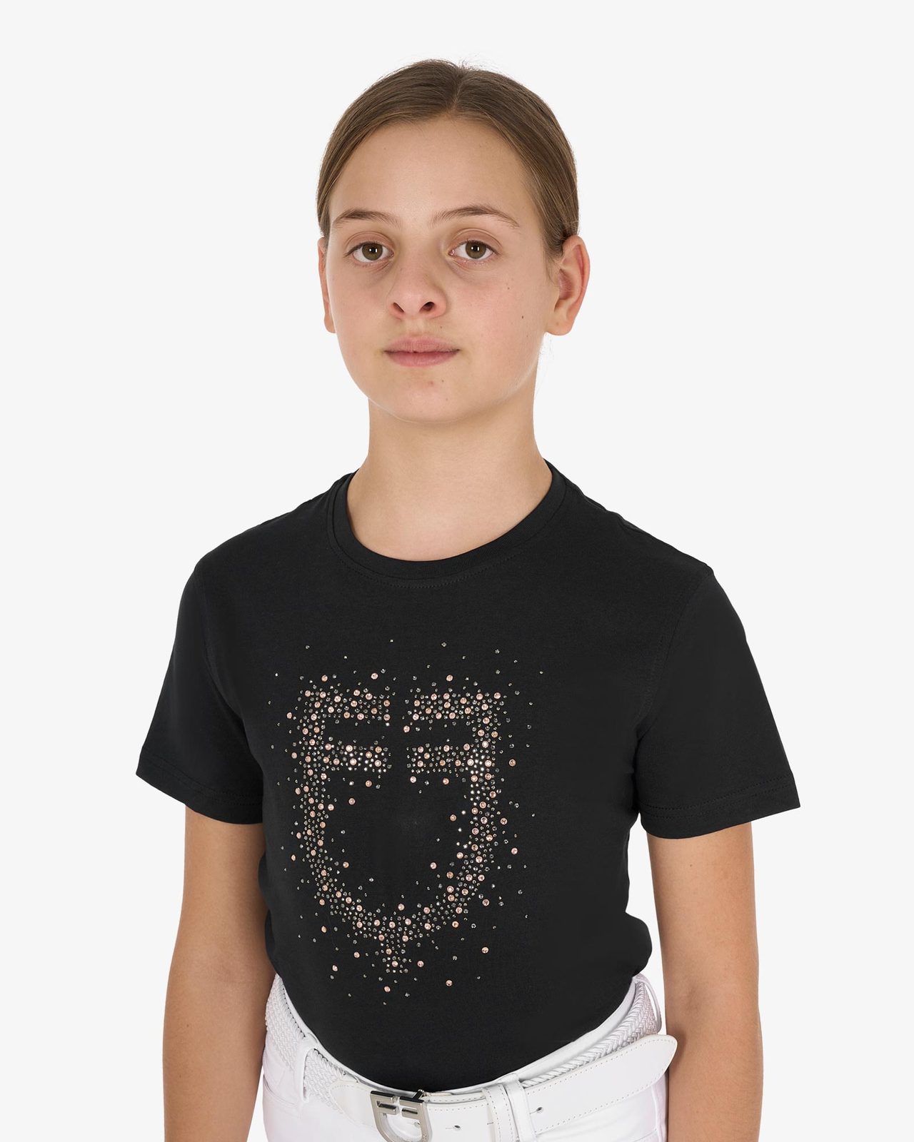 T-shirt bambina slim fit logo glitter rosa