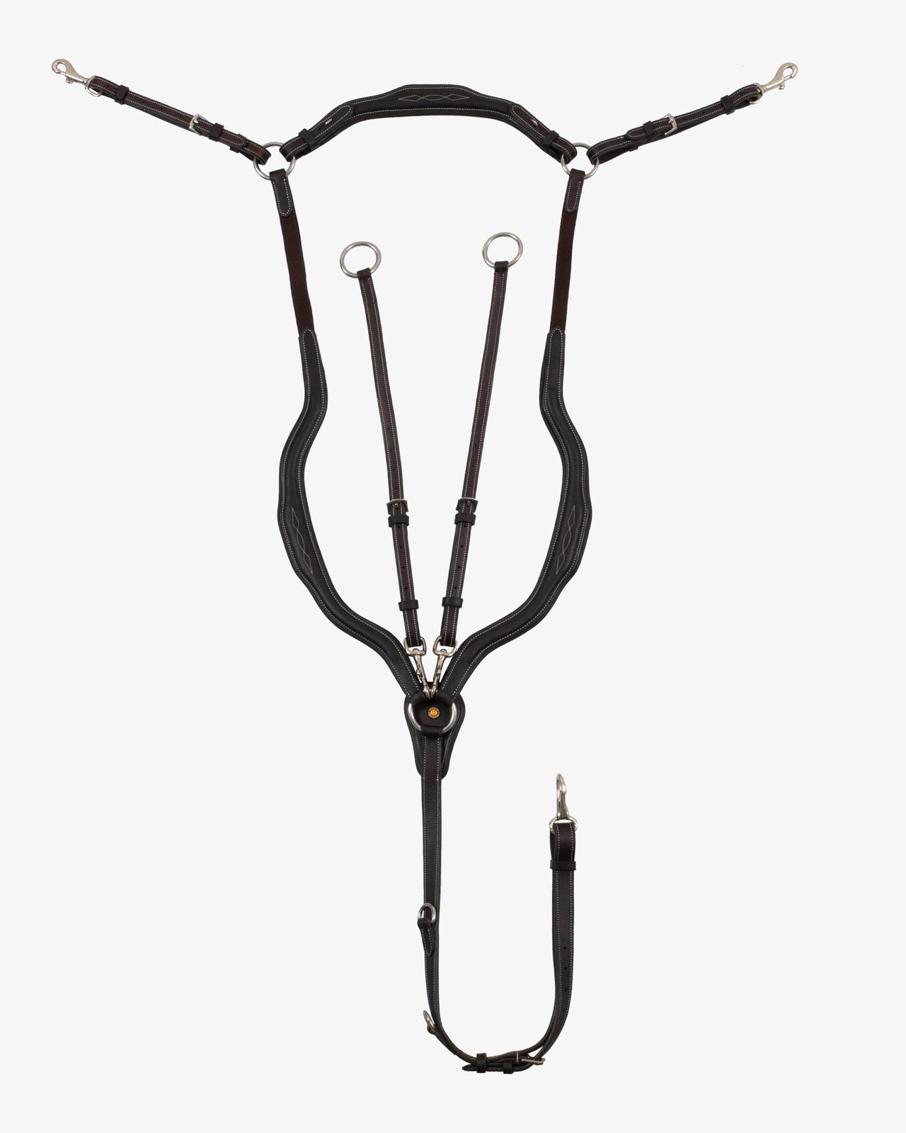 Anatomical leather breastplate with removable martingale