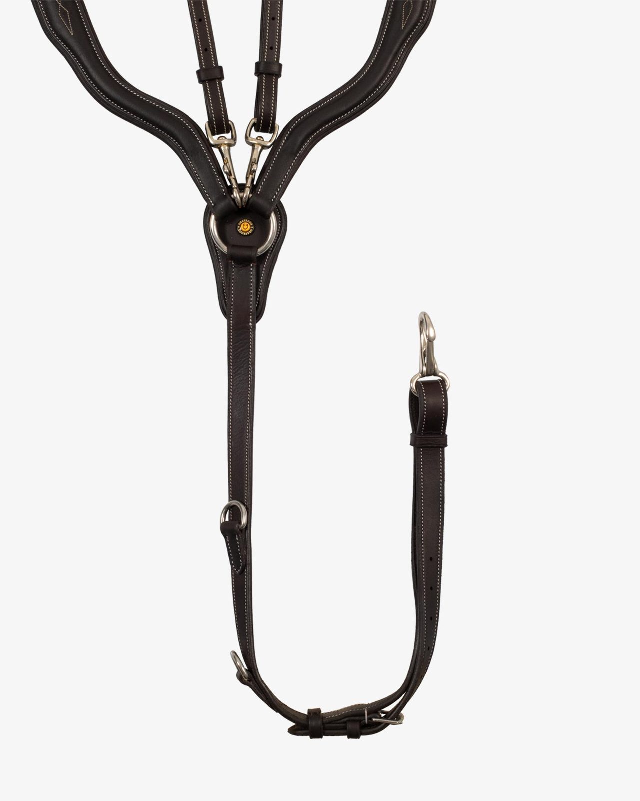 Anatomical leather breastplate with removable martingale
