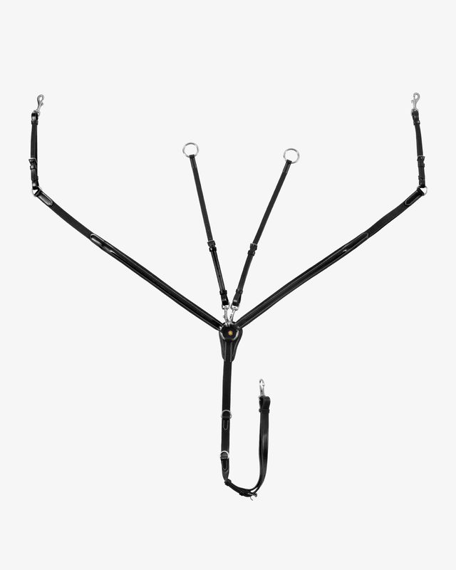 LEATHER BREASTPLATE WITH ELASTIC INSERTS & REMOVABLE MARTINGALE