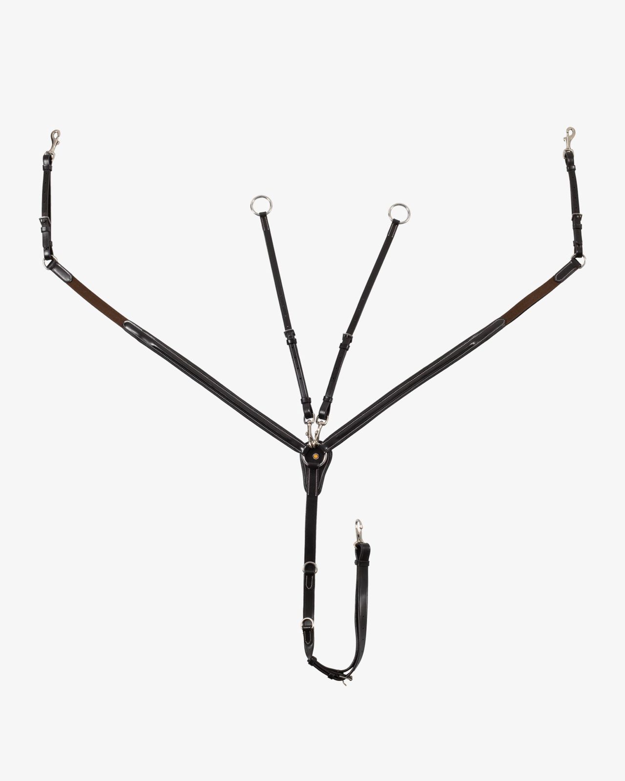 LEATHER BREASTPLATE WITH ELASTIC INSERTS & REMOVABLE MARTINGALE