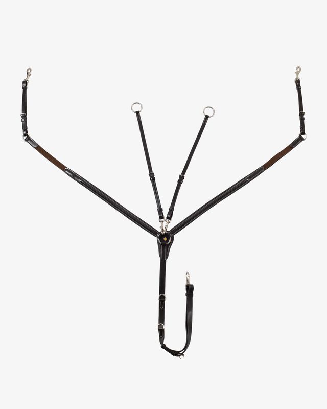 LEATHER BREASTPLATE WITH ELASTIC INSERTS & REMOVABLE MARTINGALE