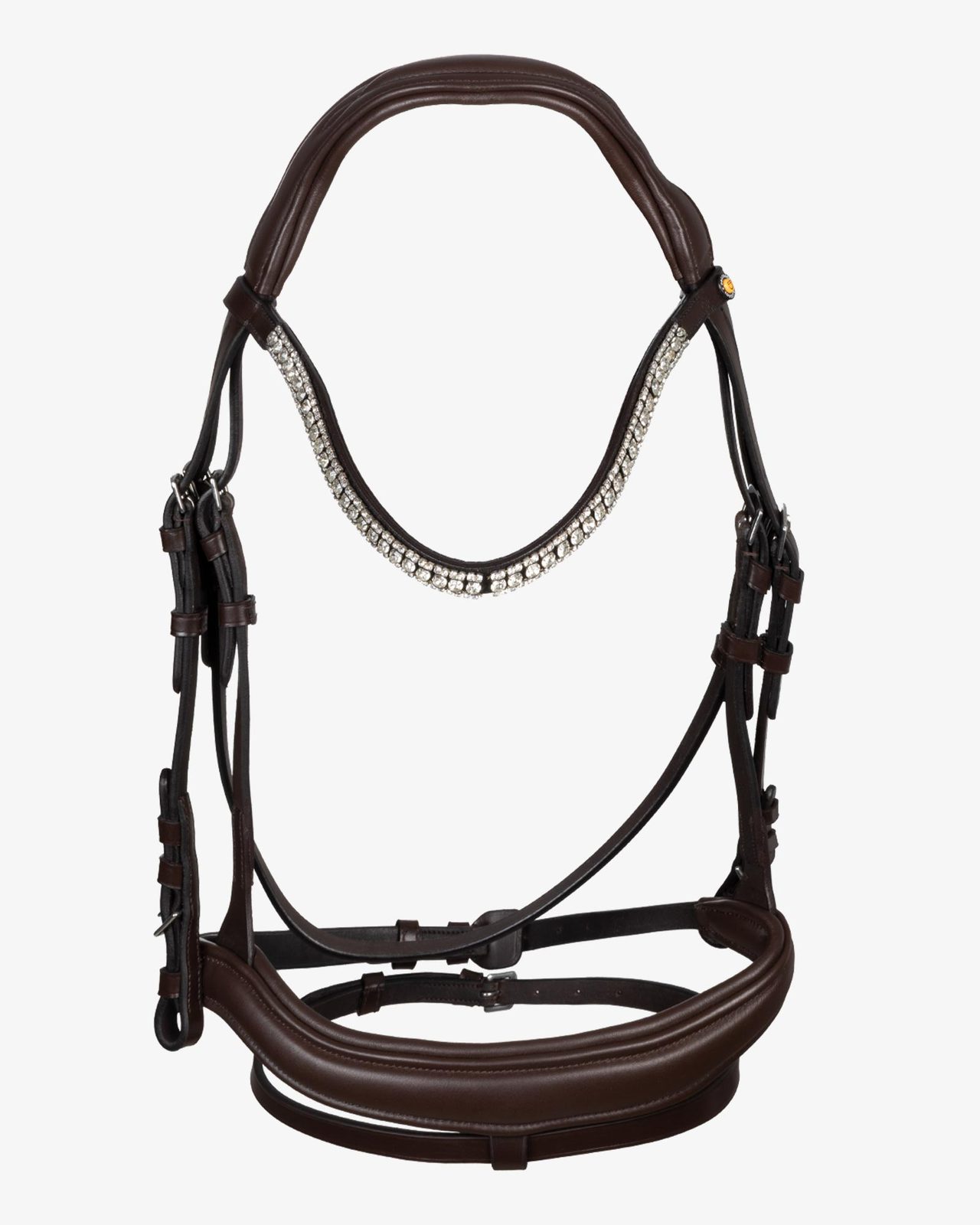 Testiera nera anatomica in pelle con strass