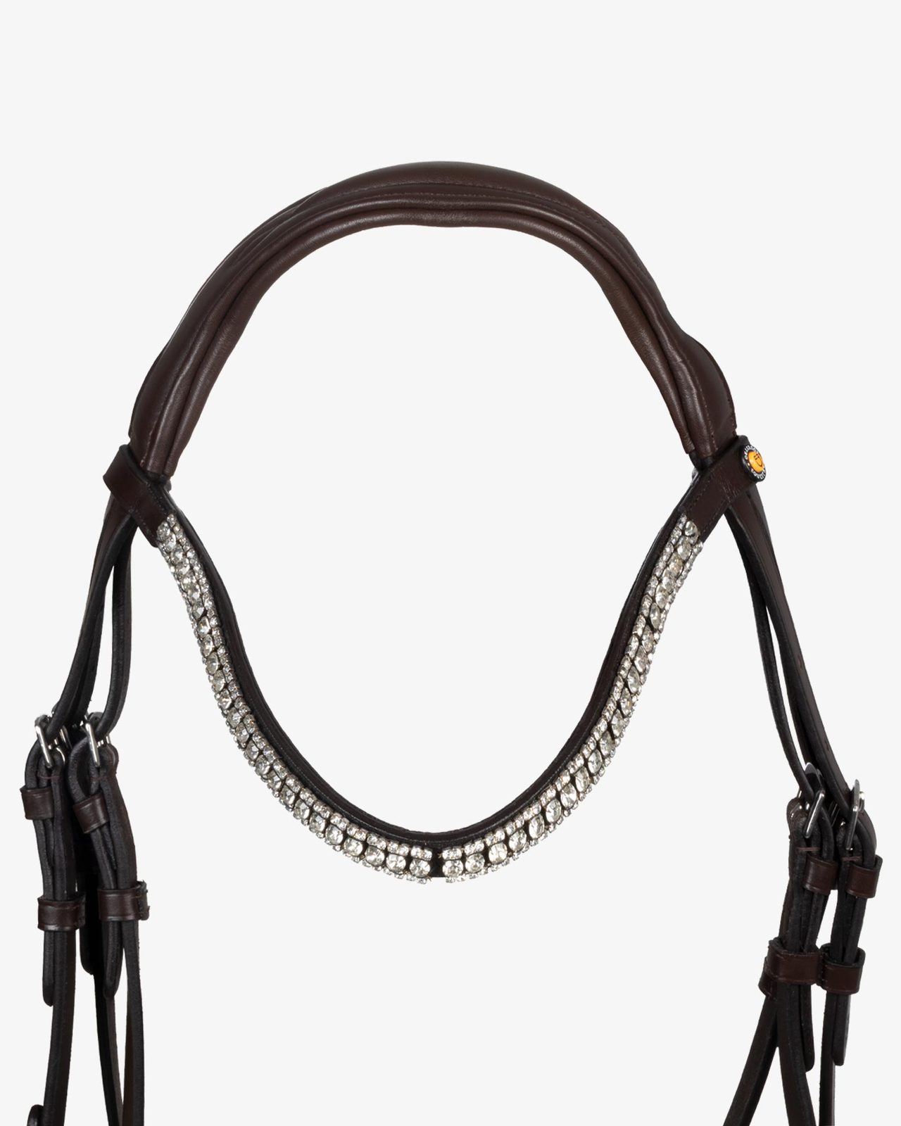 Testiera nera anatomica in pelle con strass