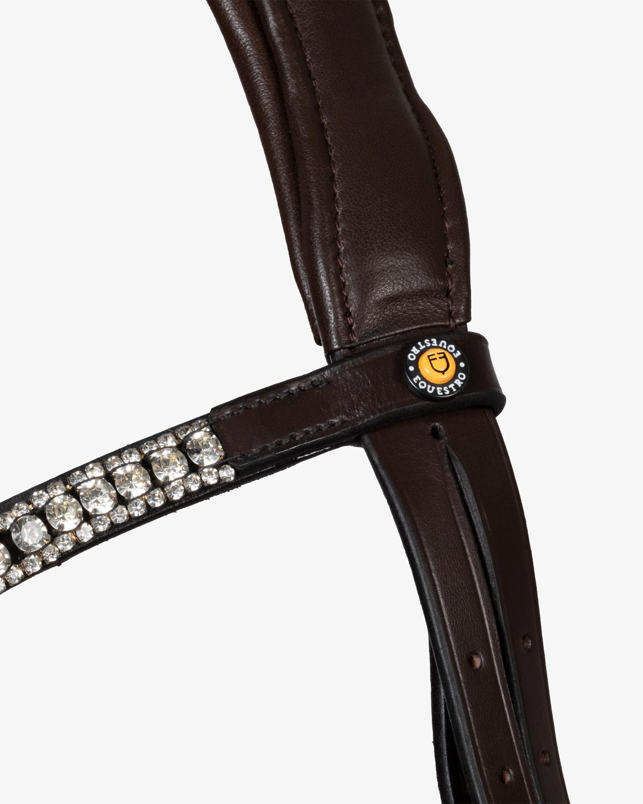 Testiera nera anatomica in pelle con strass