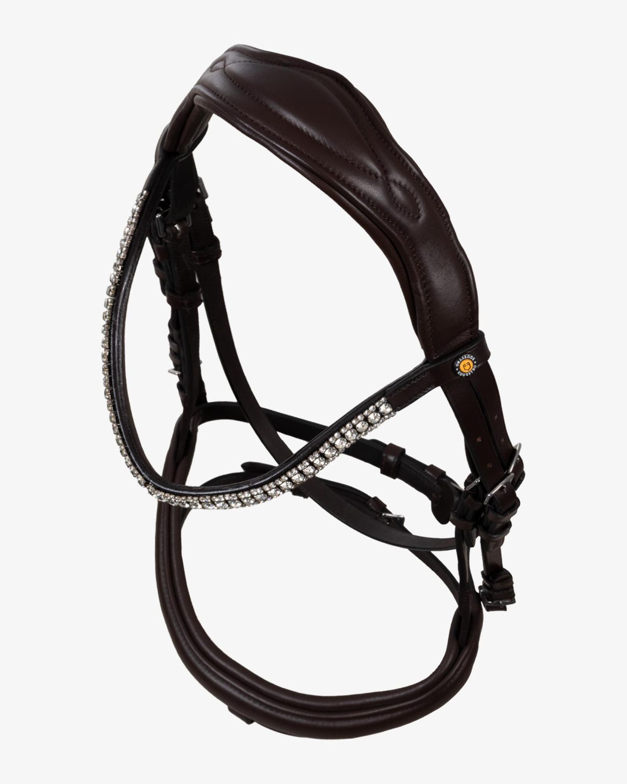 Testiera nera anatomica in pelle con strass