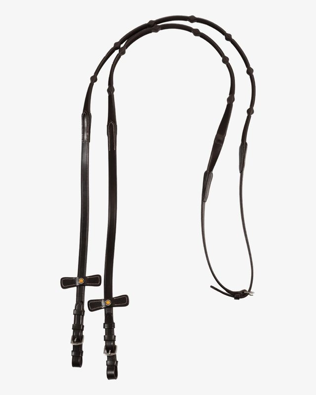 Leather solid grip reins with stoppers