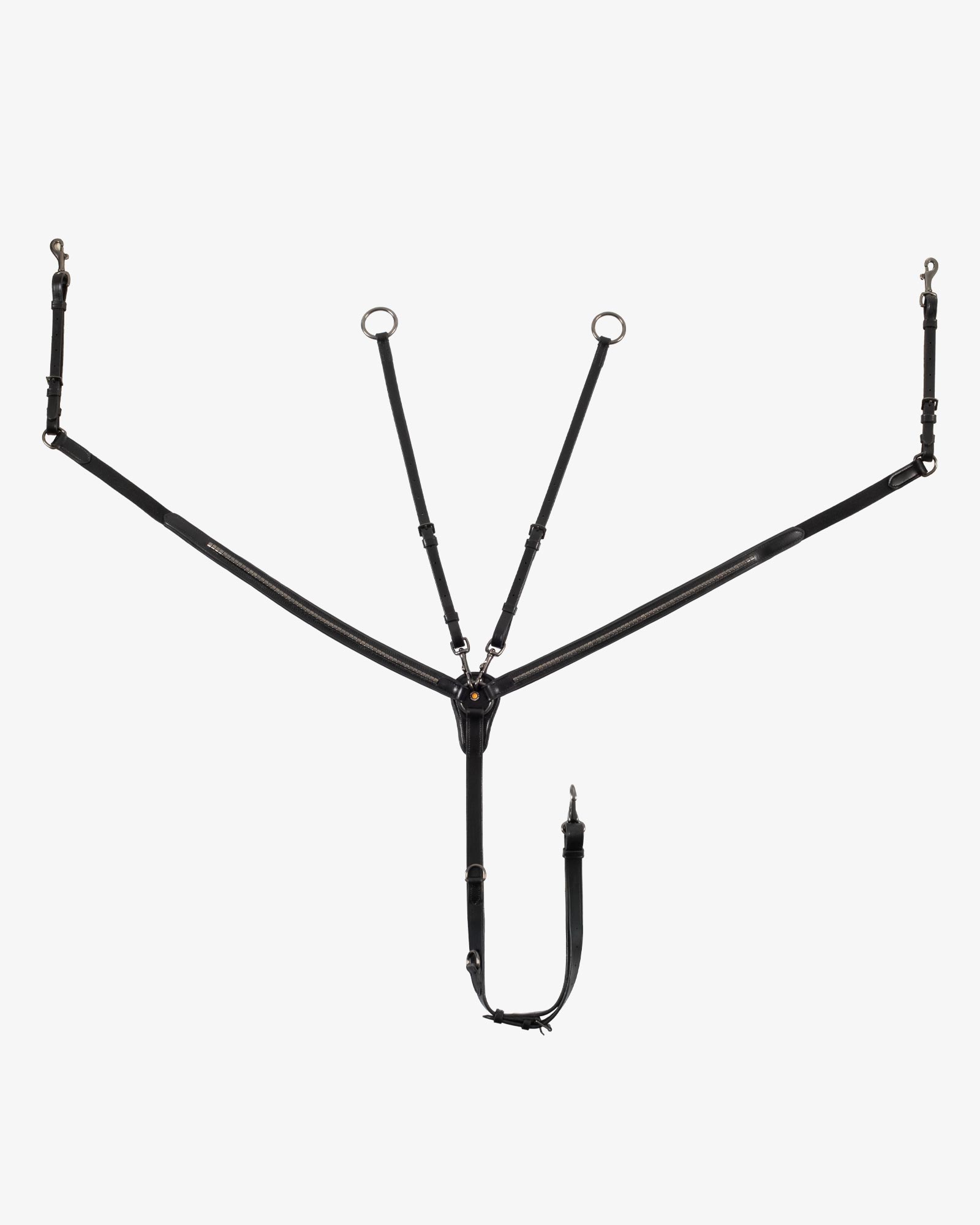 Tanned leather fork breastplate with black clincher