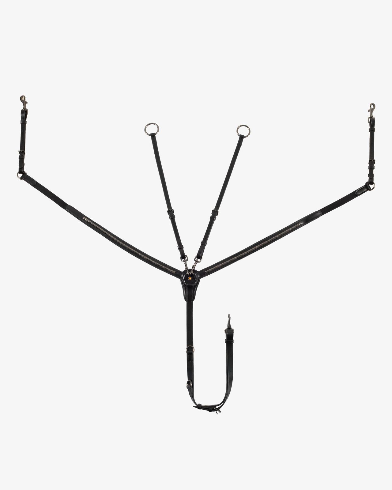 Tanned leather fork breastplate with black clincher