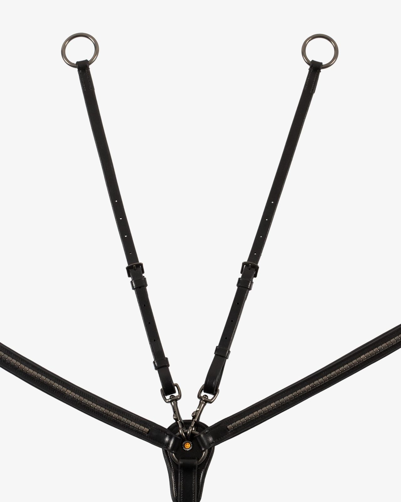 Tanned leather fork breastplate with black clincher