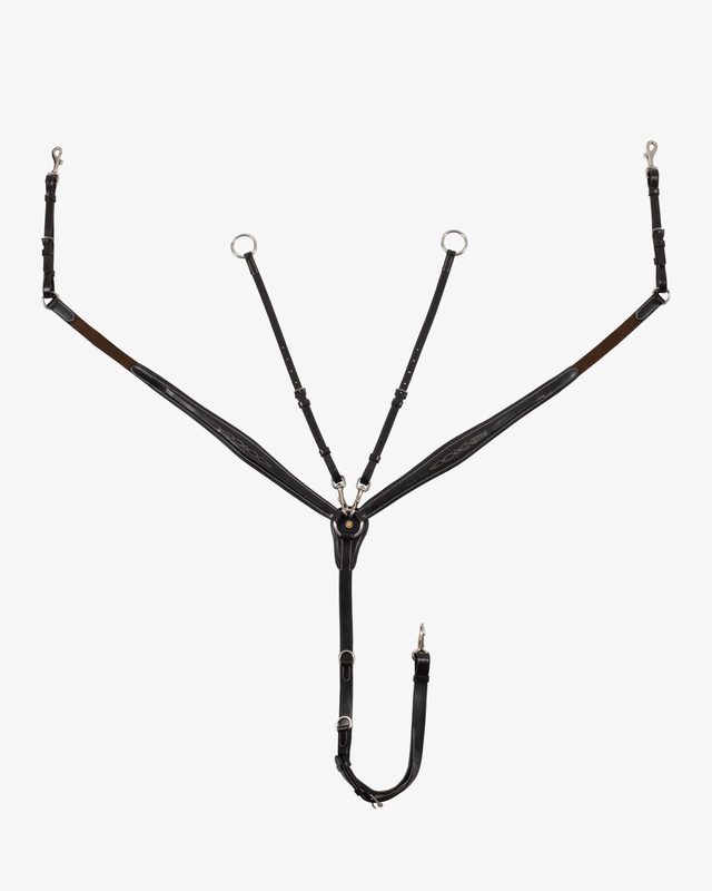 Tanned leather fork breastplate with embroideries