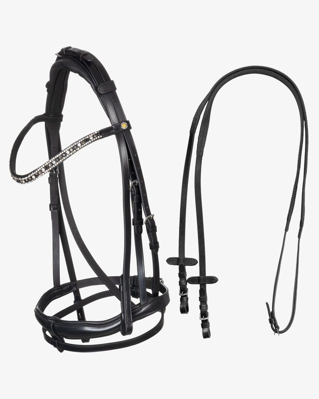 English leather bridle with rhinestone browband