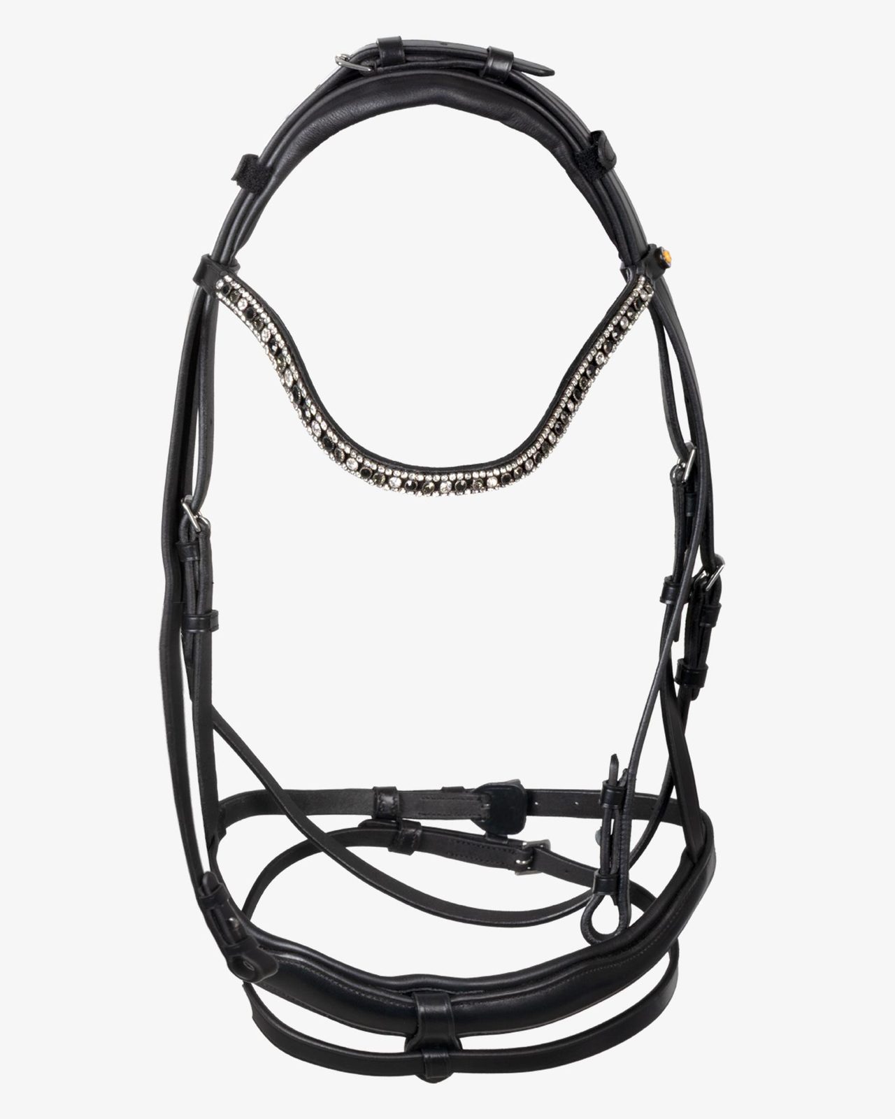 Testiera inglese in cuoio con strass su frontalino