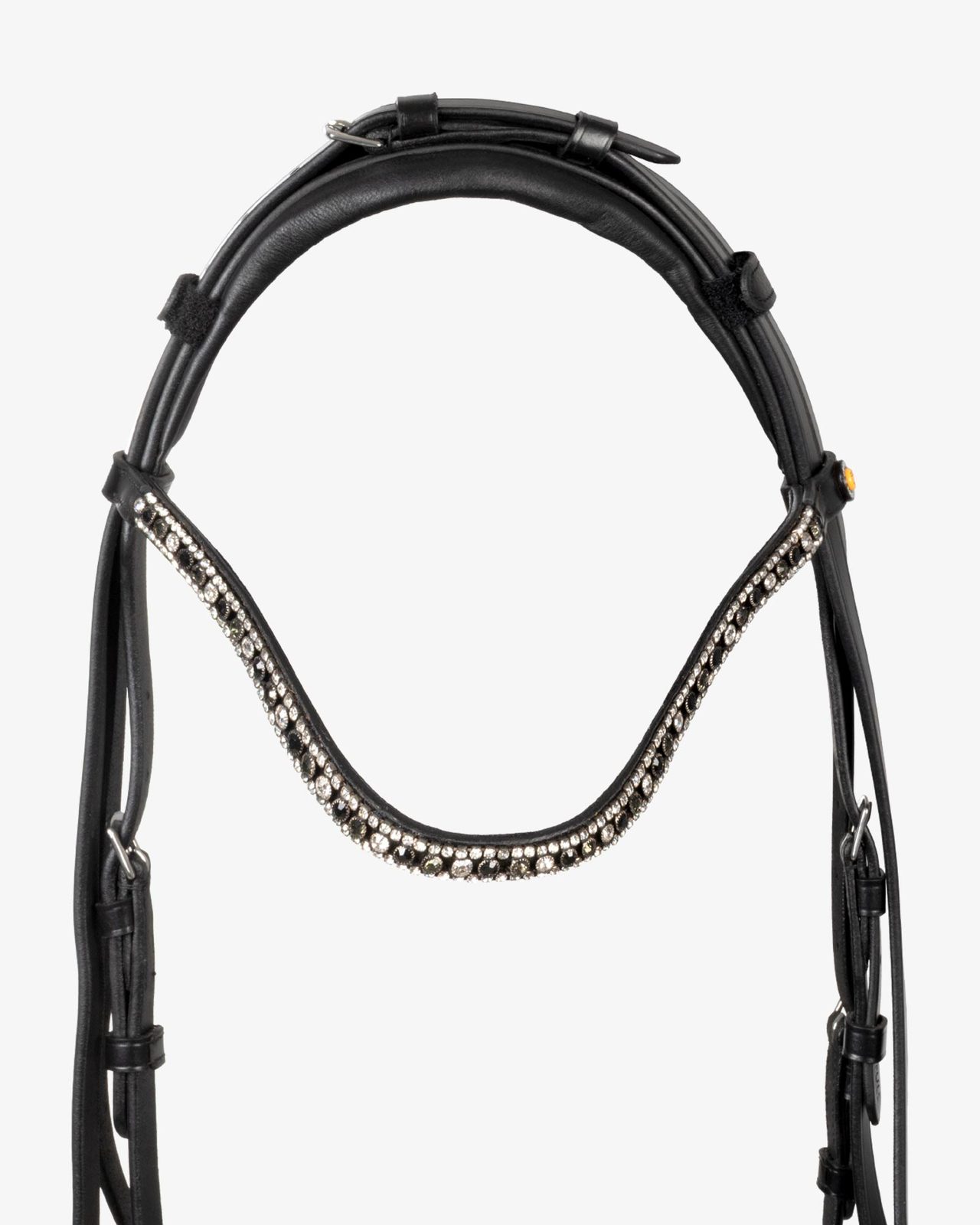 Testiera inglese in cuoio con strass su frontalino