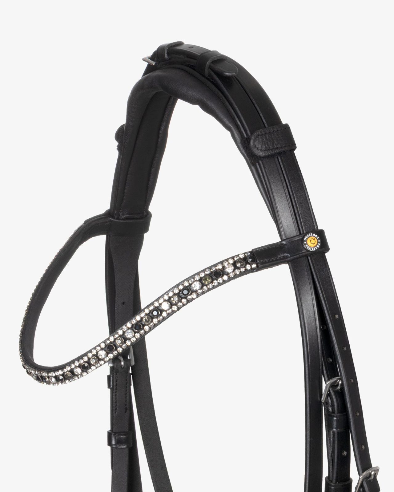 Testiera inglese in cuoio con strass su frontalino