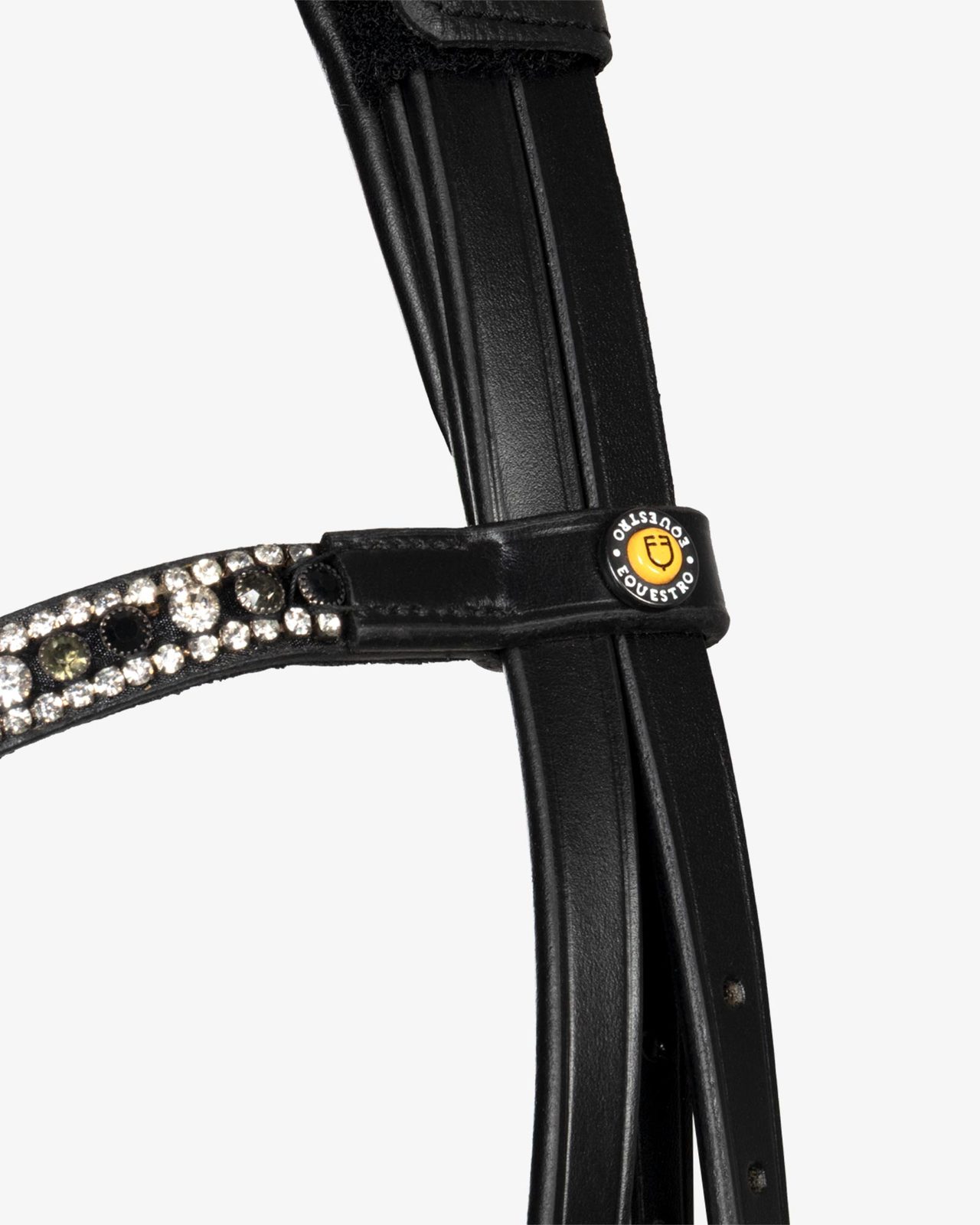 Testiera inglese in cuoio con strass su frontalino