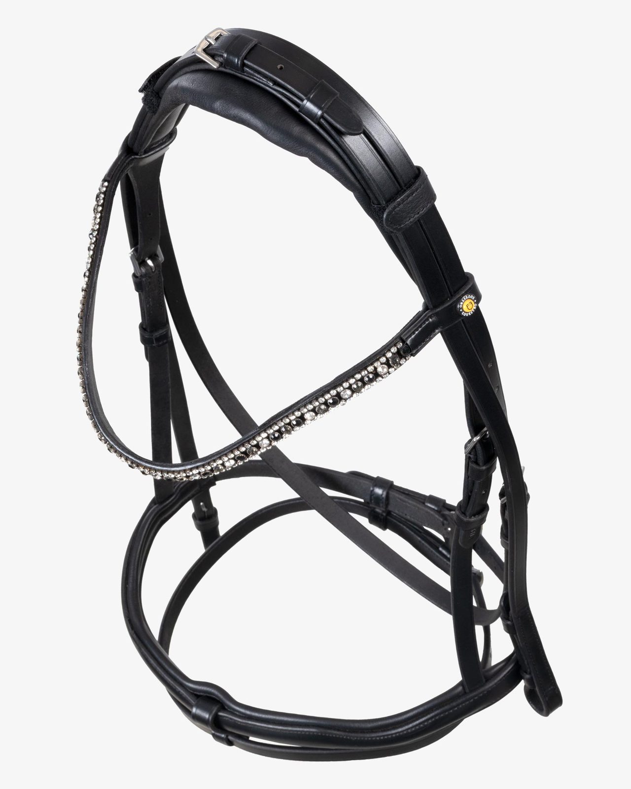 Testiera inglese in cuoio con strass su frontalino