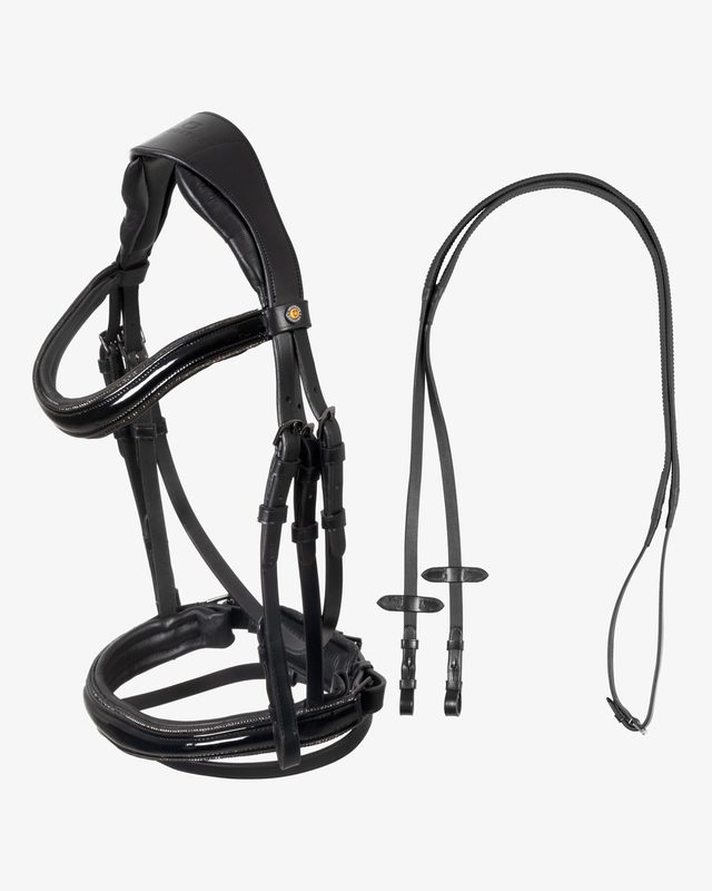 English bridle in polished leather with rhinestones