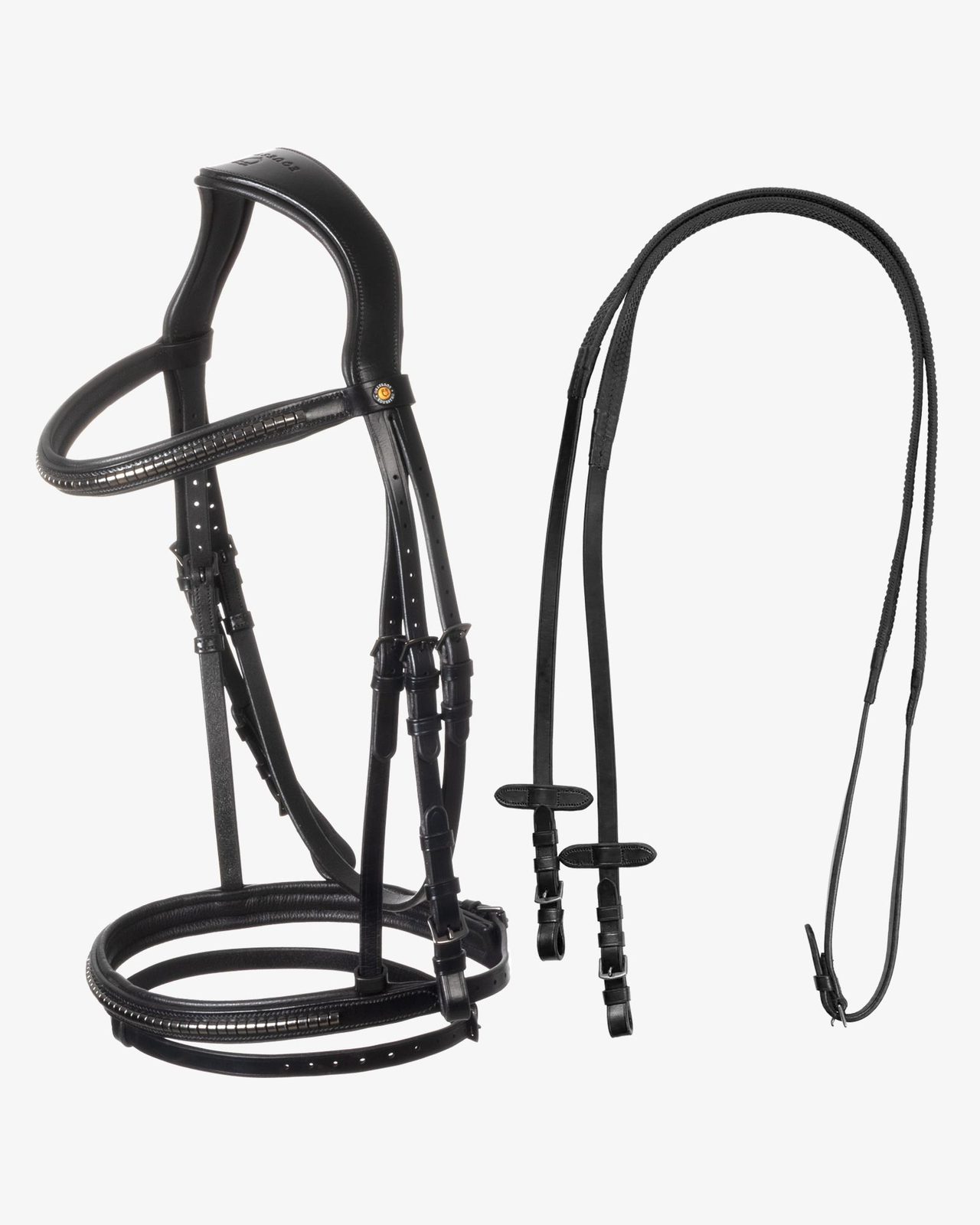 Testiera in pelle con clincher nero