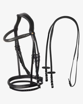 Testiera in pelle con clincher nero