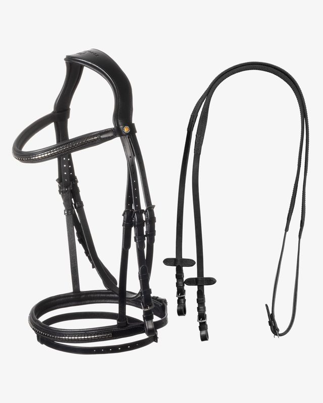 Leather bridle with black clincher