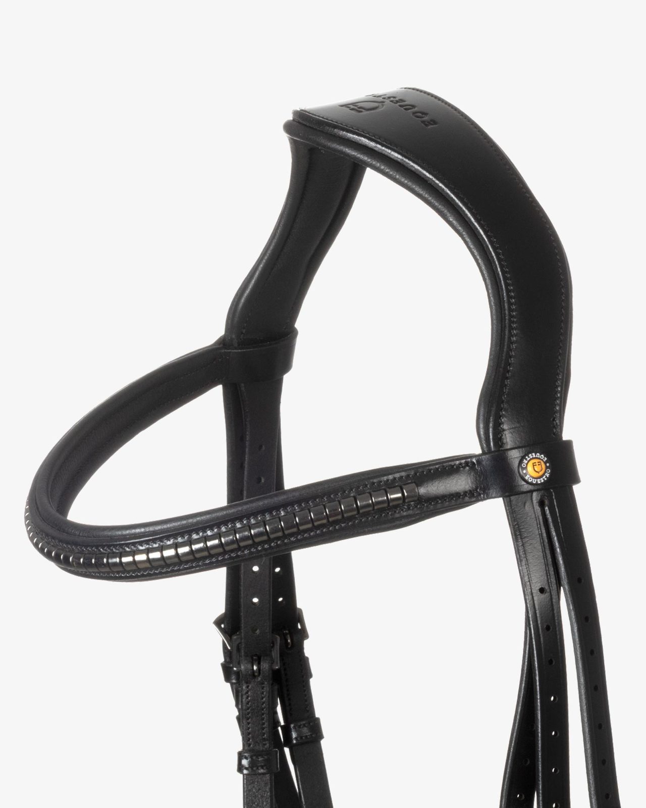 Testiera in pelle con clincher nero