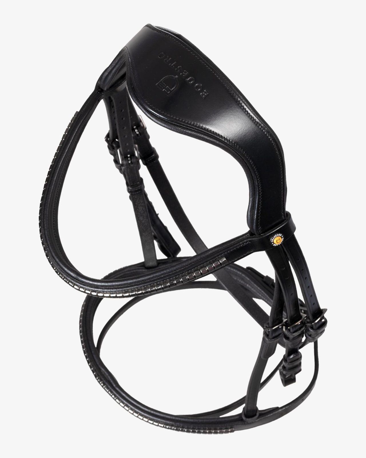 Testiera in pelle con clincher nero