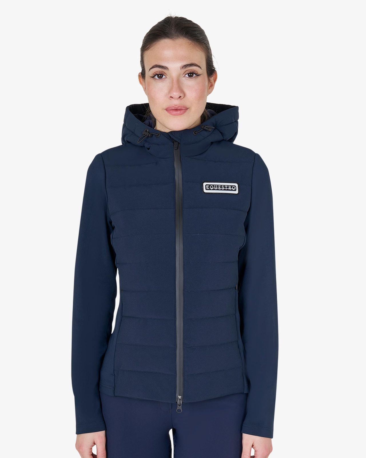 Women's hooded down jacket technical blend