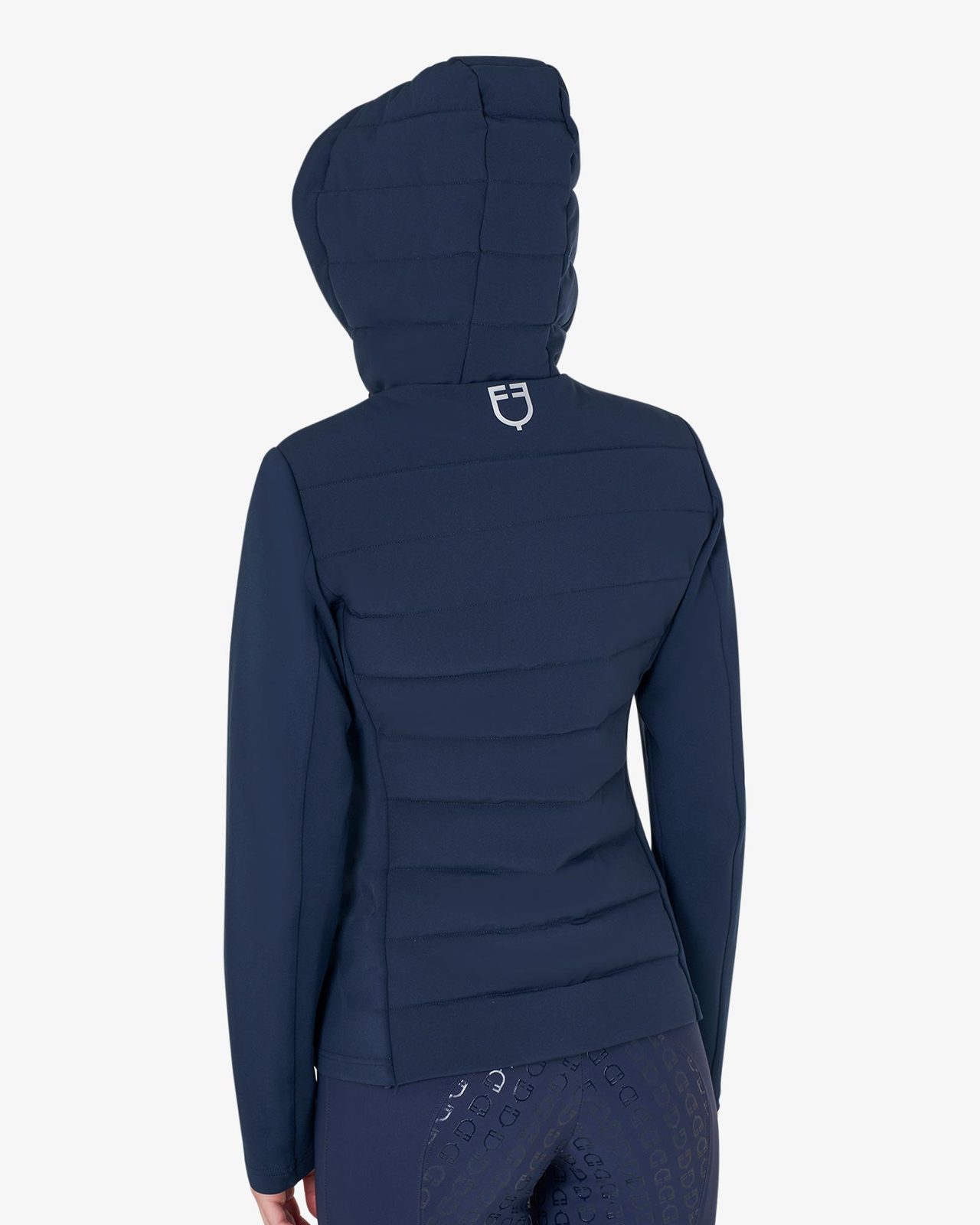 Women's hooded down jacket technical blend