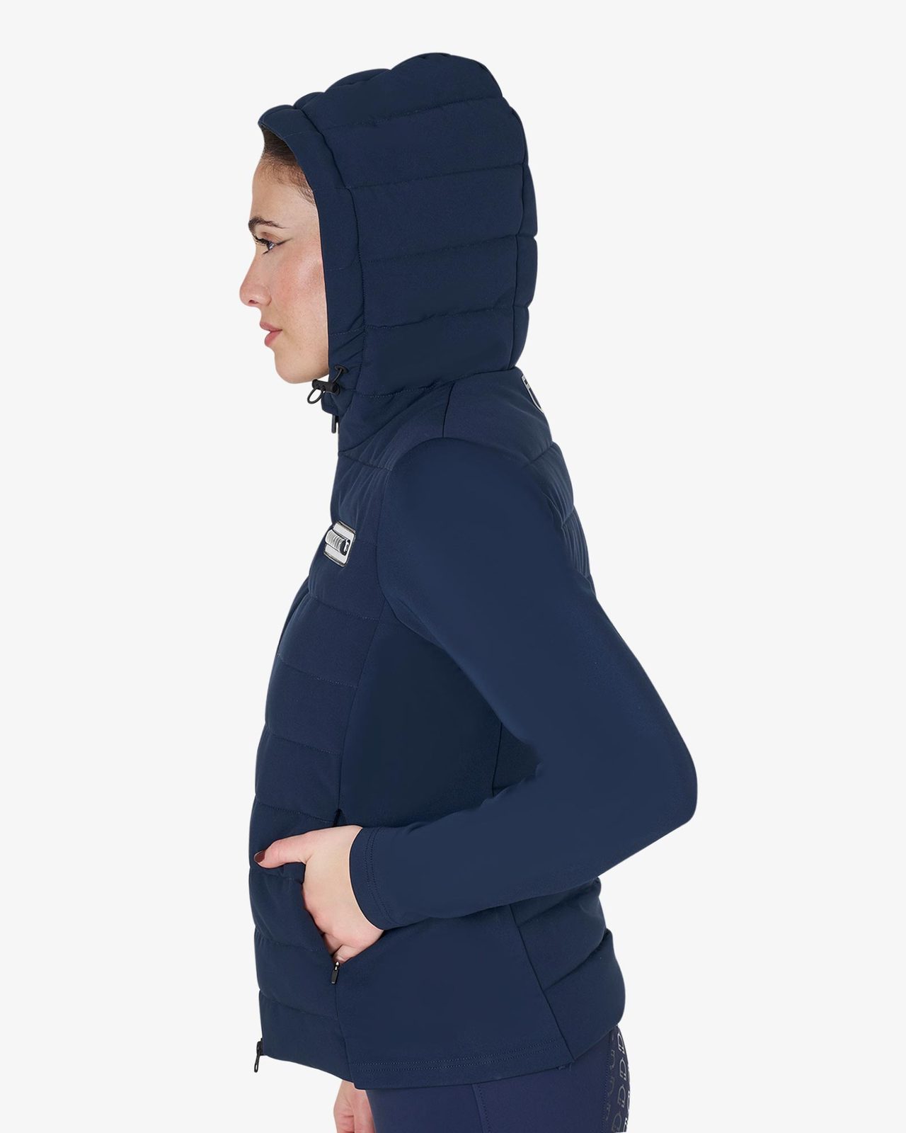Women's hooded down jacket technical blend