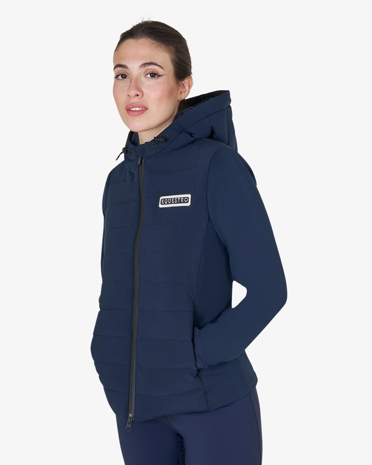 Women's hooded down jacket technical blend