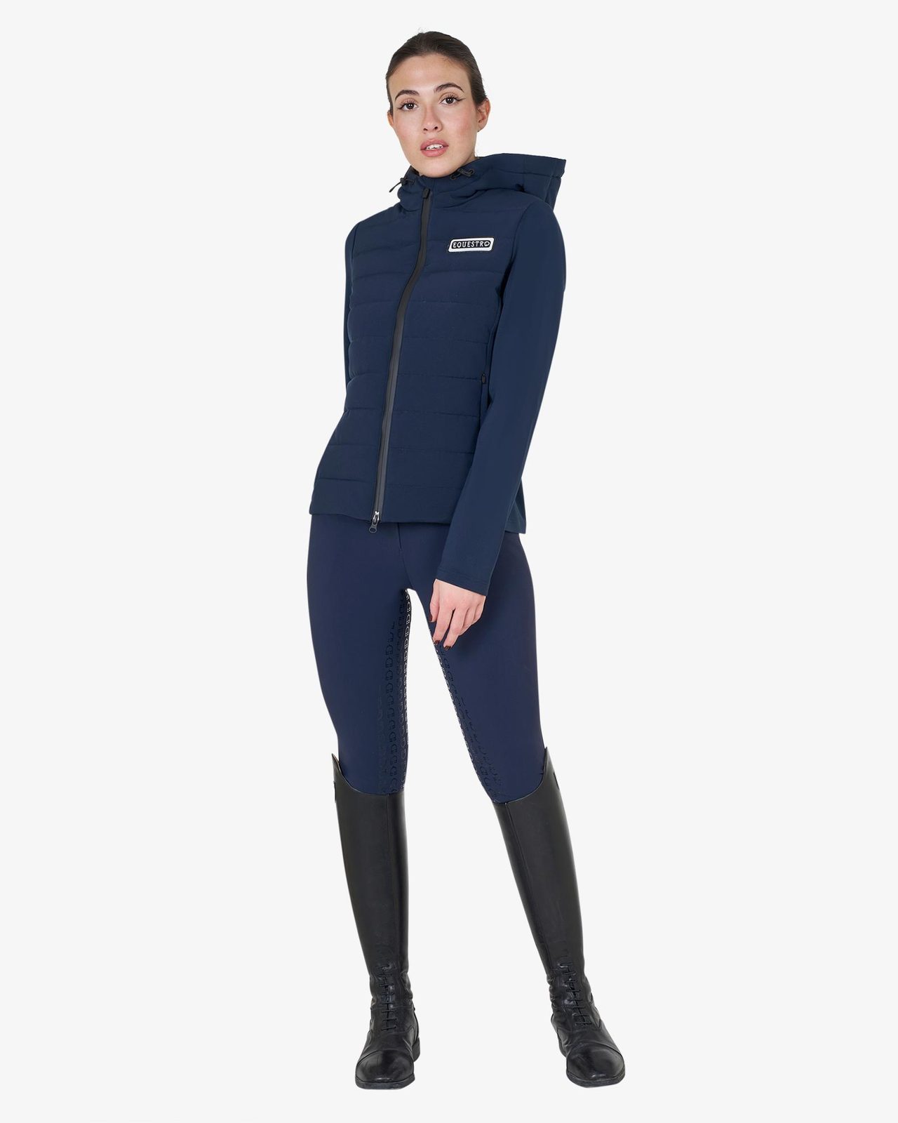 Women's hooded down jacket technical blend