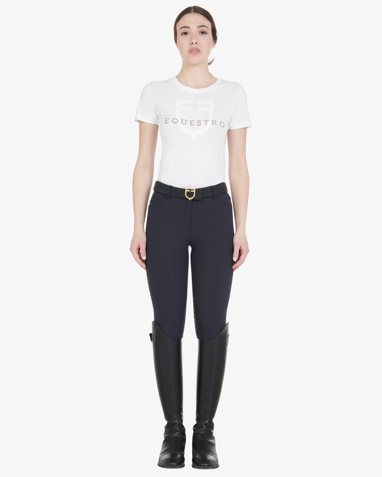 Pantaloni donna slim fit grip con logo Equestro