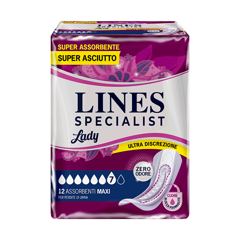 Acquista online Lines Specialist MaxiUltra Mini | Linea prodotto Medie e Alte per donna. Lines Specialist, prodotti per perdite di urina Assorbenti Femminili Lady Maxi