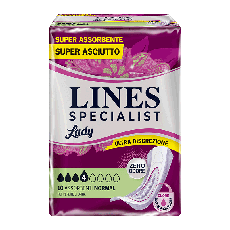 Acquista online Lines Specialist NormalUltra Mini | Linea prodotto Leggere e Medie per donna. Lines Specialist, prodotti per perdite di urina Assorbenti Femminili Lady Normal