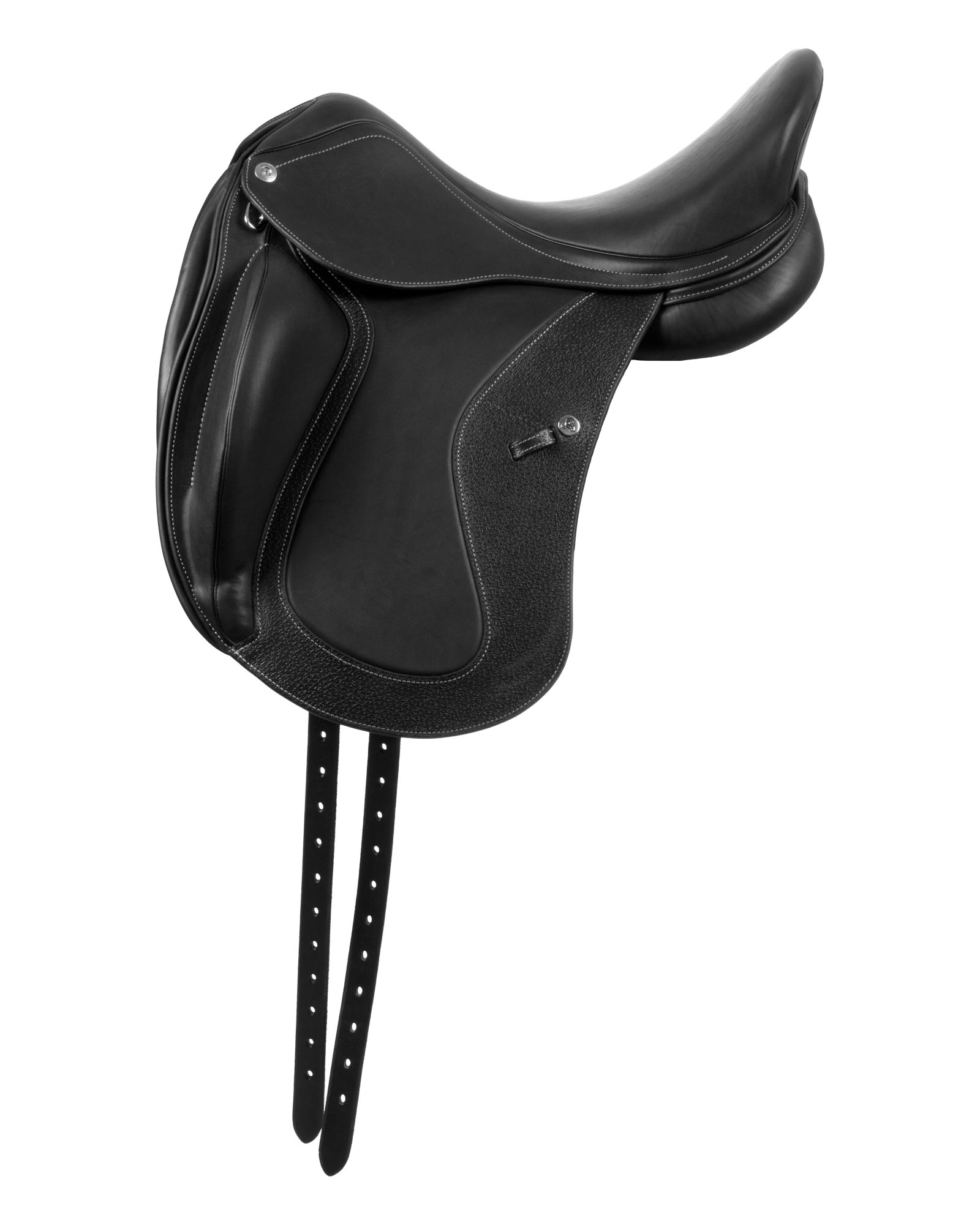 A BLACK LEATHER DRESSAGE SADDLE WITH SILVER HARDWARE, HERMÈS, 1990S