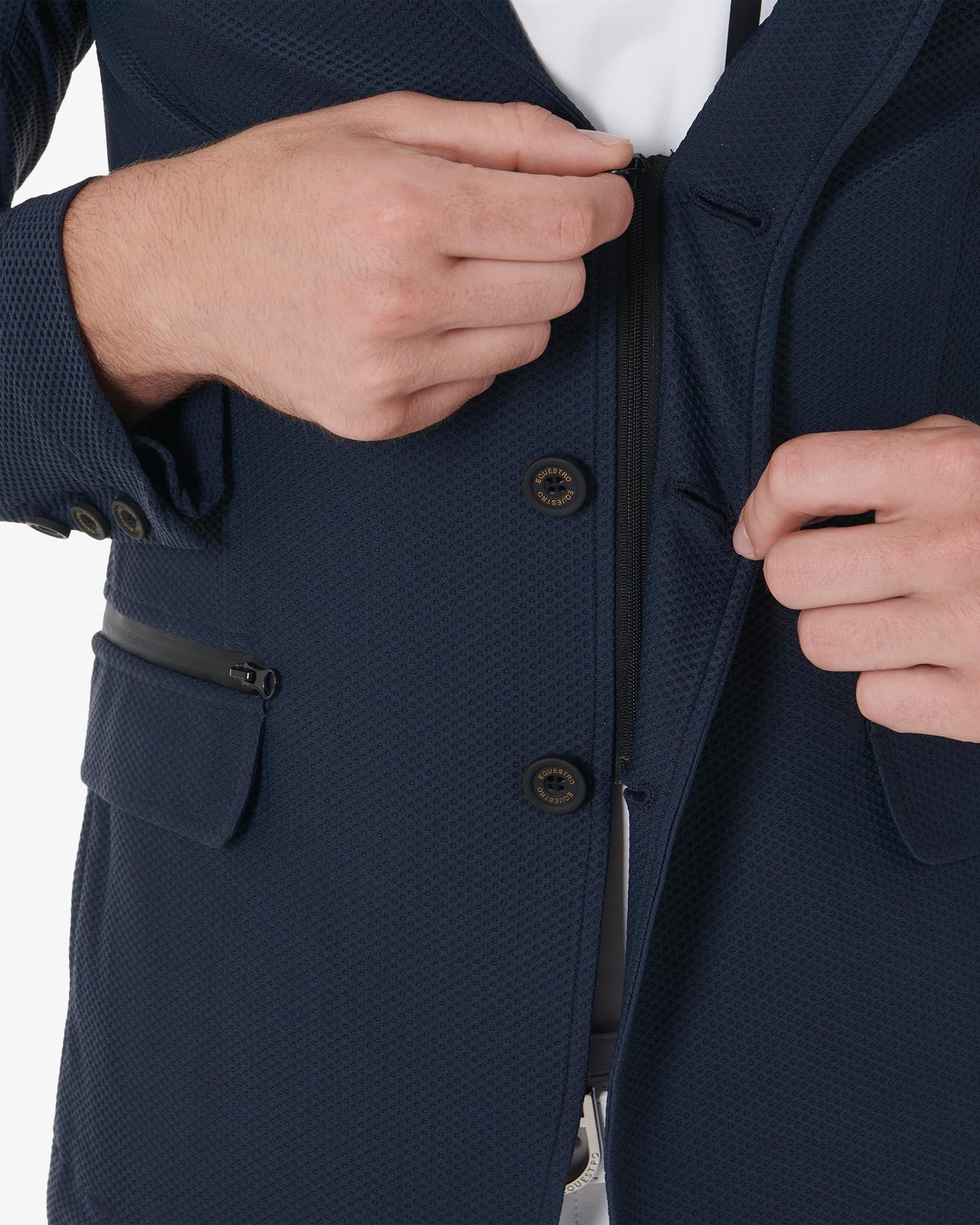 Men's competition jacket three buttons perforated fabric