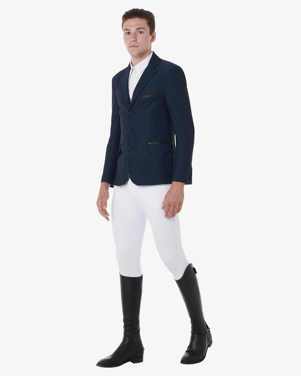 Men's competition jacket three buttons perforated fabric