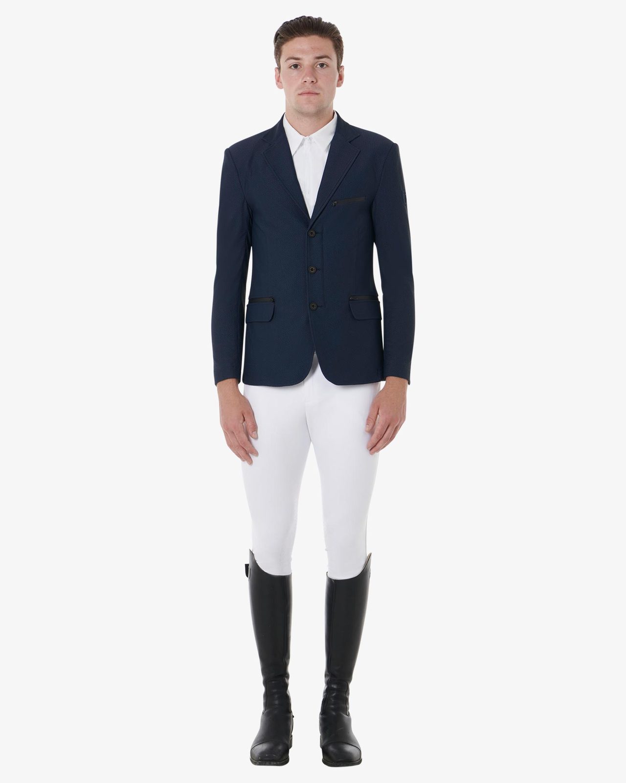 Men's competition jacket three buttons perforated fabric