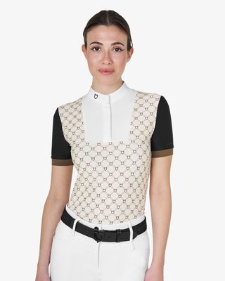Polo donna da concorso a manica corta con stampa monogram