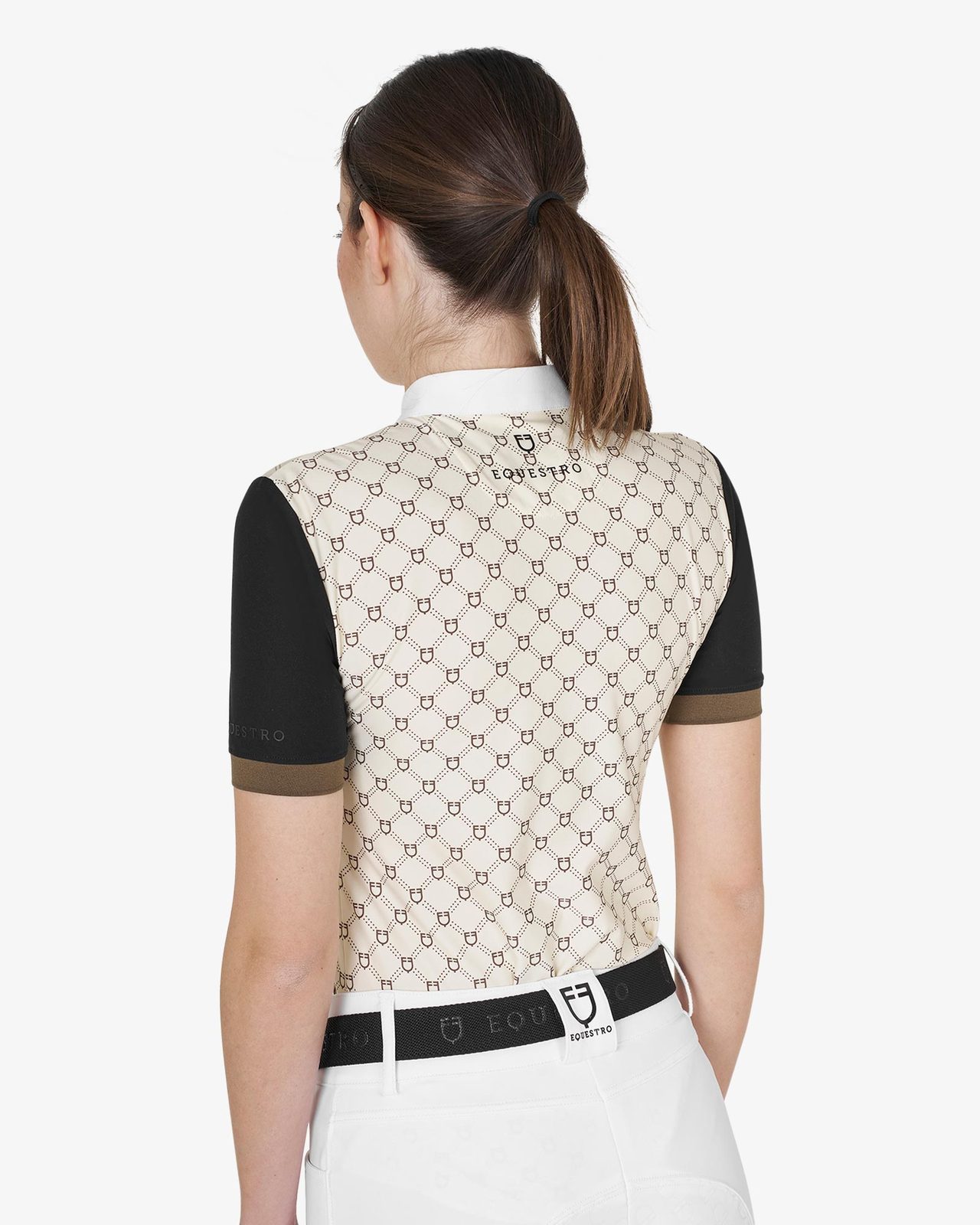Polo donna da concorso a manica corta con stampa monogram