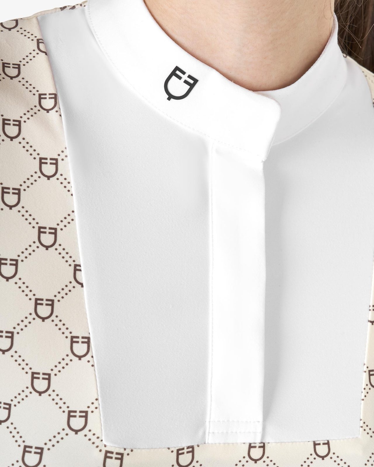 Polo donna da concorso a manica corta con stampa monogram