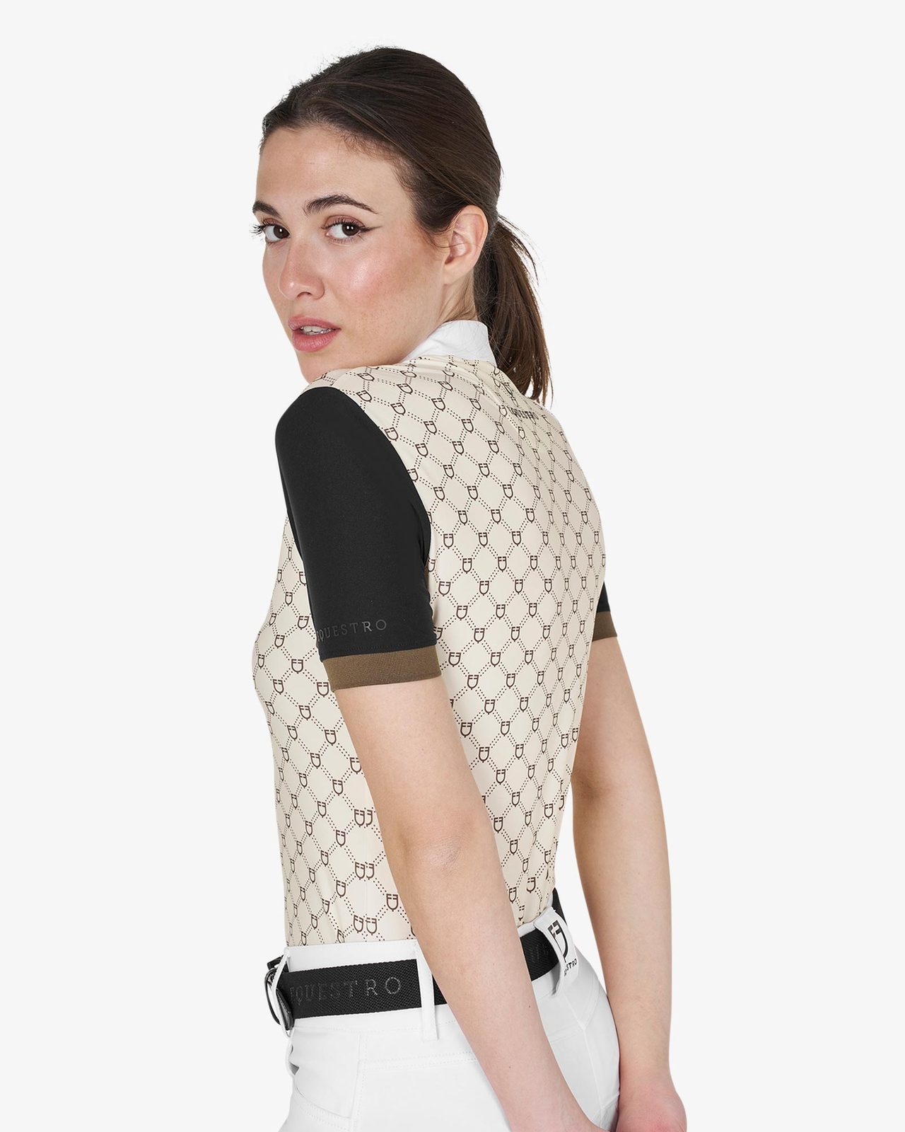 Polo donna da concorso a manica corta con stampa monogram